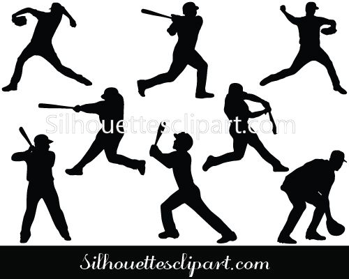 500x400 Baseball Player Silhouette Vector Shadow Vector