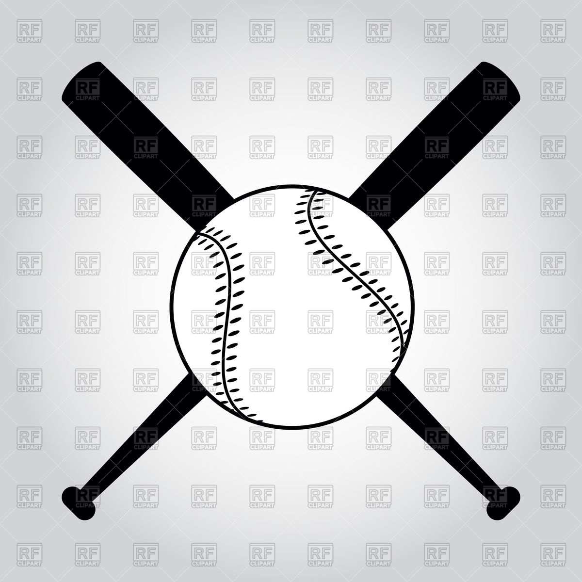 1200x1200 Black And White Crossed Baseball Bats And Ball Vector Image