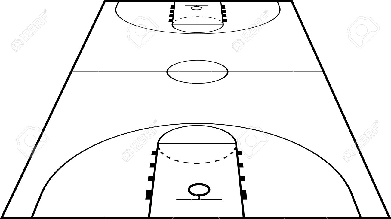 1300x729 Basketball Court Clipart Black And White