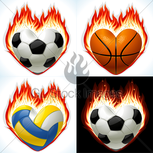 500x500 I Love Sport. Vector Soccer, Basketball And Volleyball On... Gl