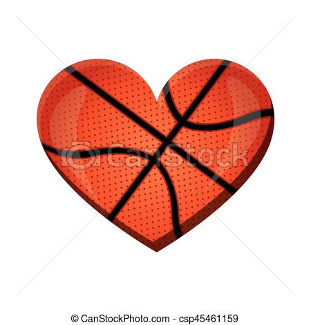 450x470 White Background Of Heart With Texture Of Basketball Ball Vector