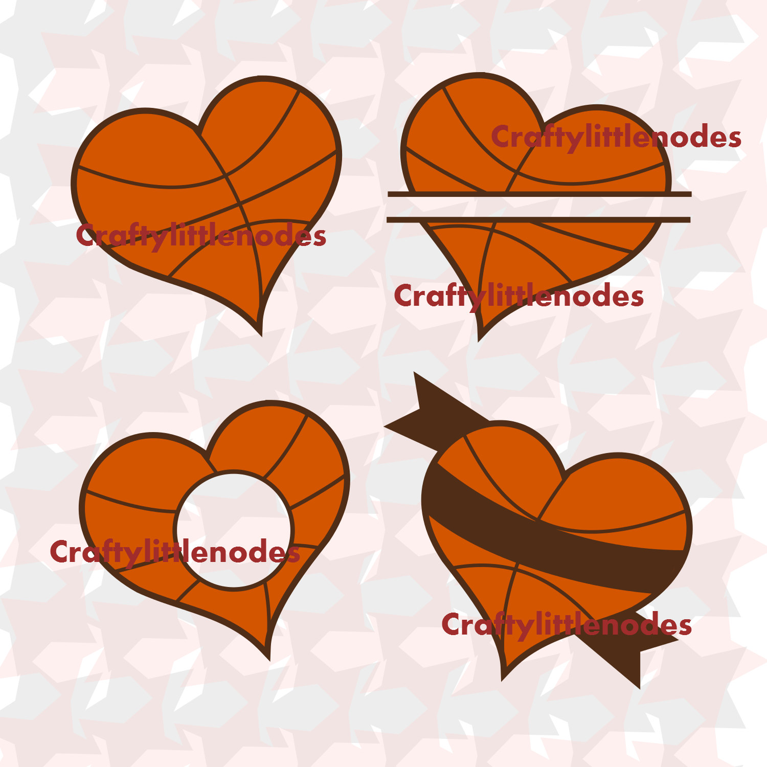 1500x1500 Basketball Heart Monogram Split Banner Set Svg Studio Ai Eps