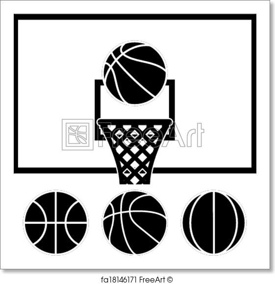 561x581 Free Art Print Of Vector Basketball Net, Backboard Set And