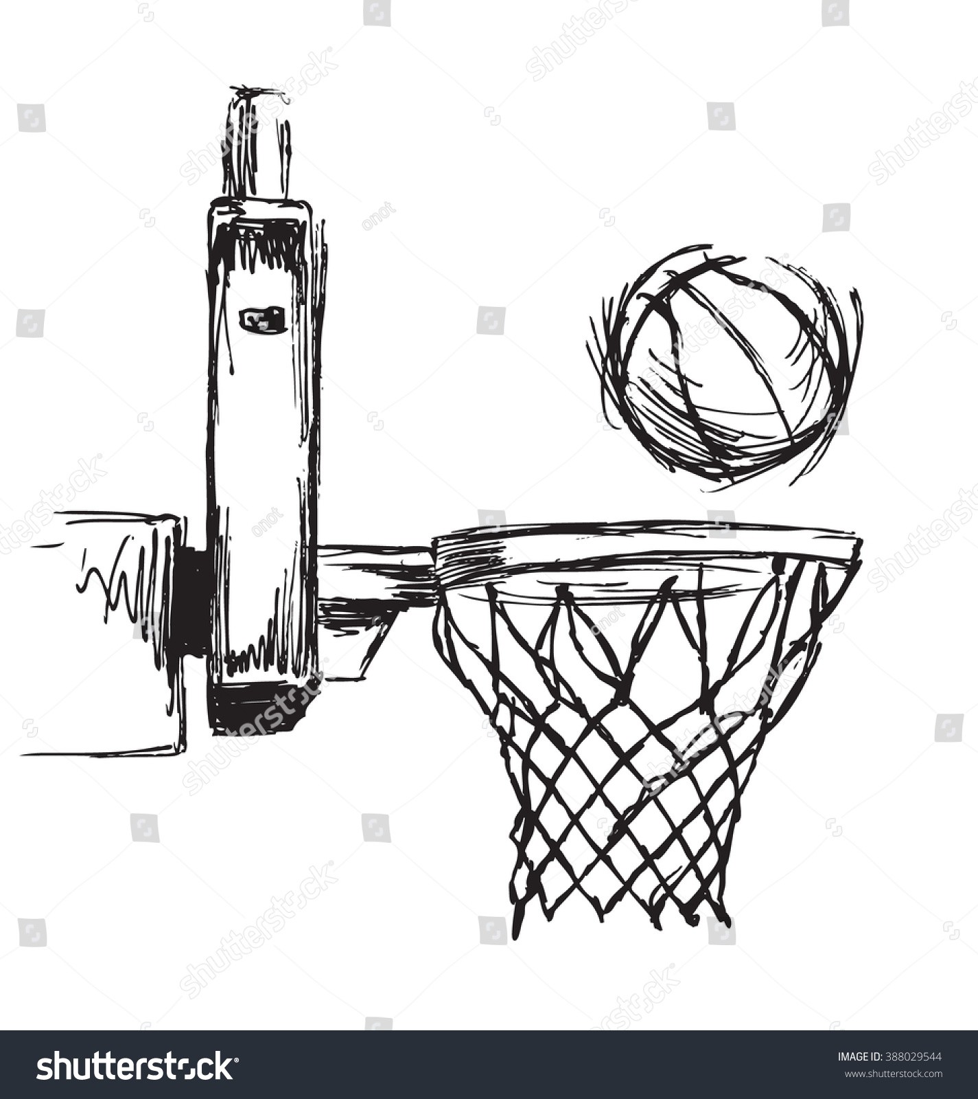 1425x1600 Pretty Basketball Hoop Drawing 5 Stock Vector Hand Sketch And Ball