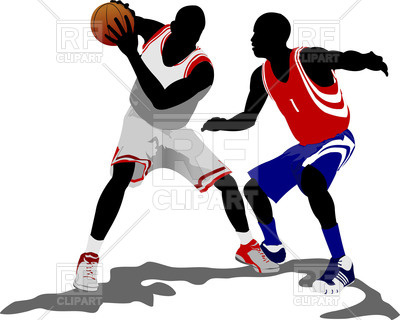 400x320 Colored Silhouettes Of Basketball Players With Ball Vector Image