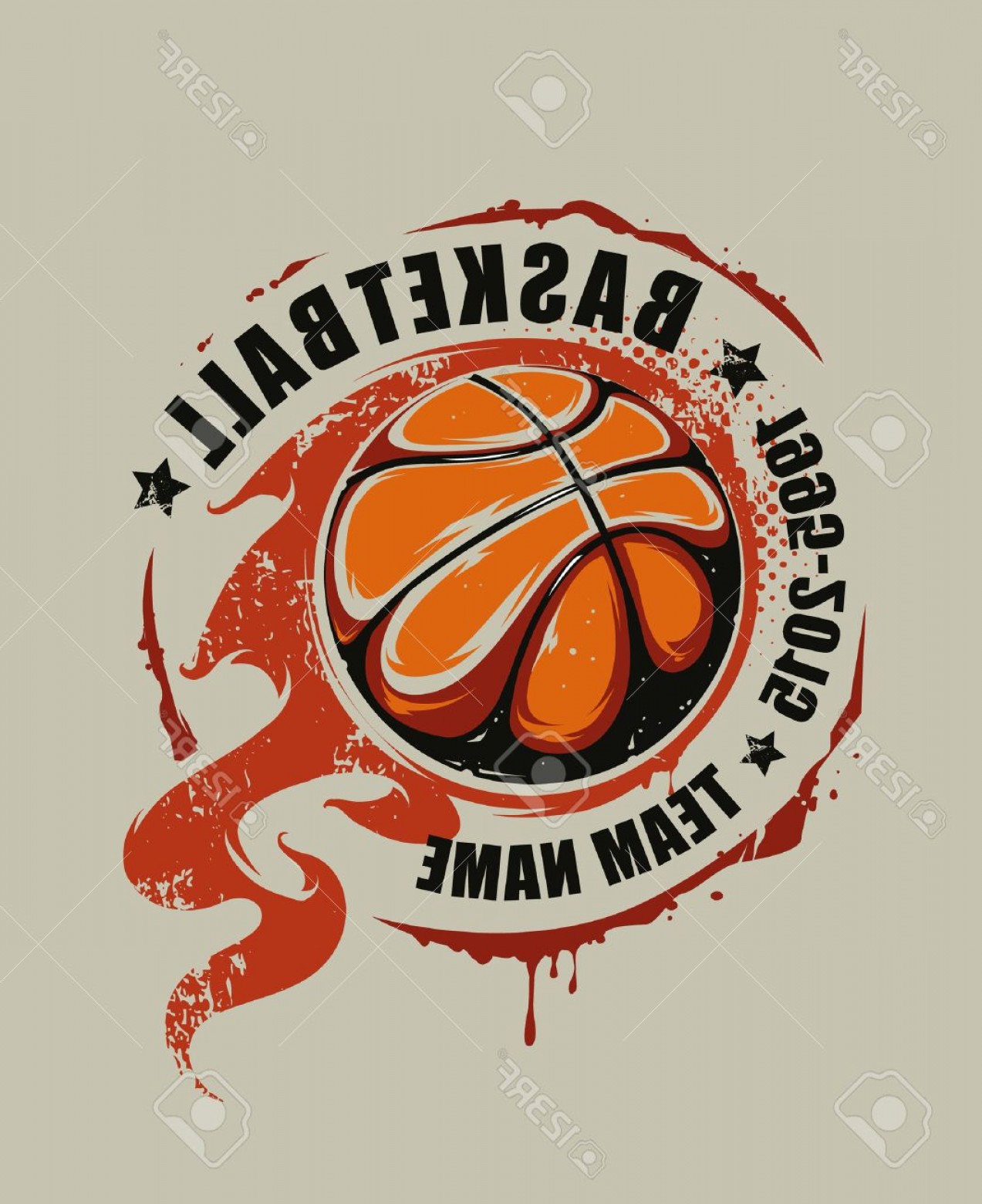 1273x1560 Photostock Vector Grunge Basketball Emblem Flaming Basketball