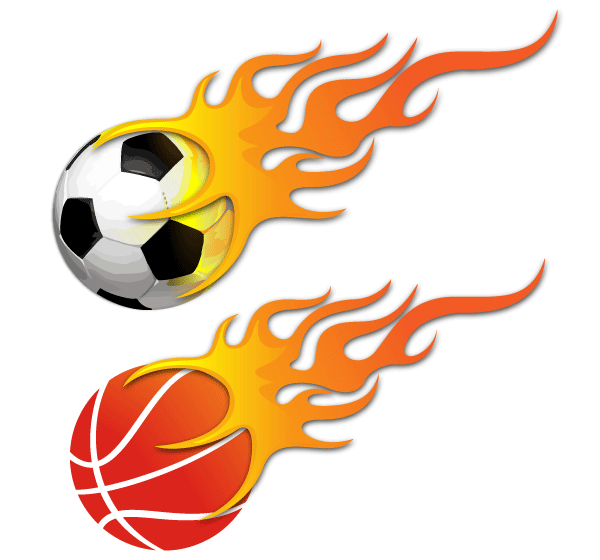 600x560 Vector Ball On Fire Soccer Ball And Basketball Free Vectors