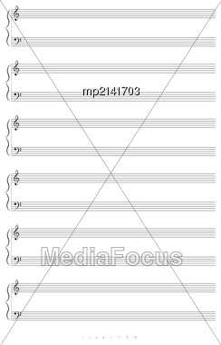 244x380 Blank A4 Music Notes Treble Bass Clef Vector