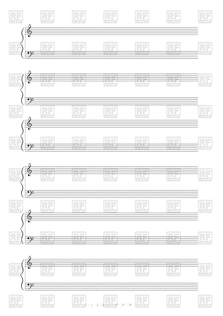 849x1200 Blank A4 Music Notes Paper With Treble And Bass Clef Vector Image