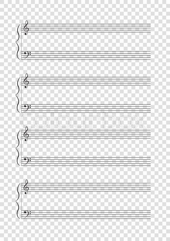 566x800 Blank A4 Music Notes With Treble And Bass Clef. Vector