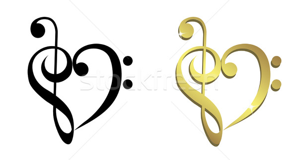 600x323 Heart Formed Of Treble Clef And Bass Clef Vector Illustration