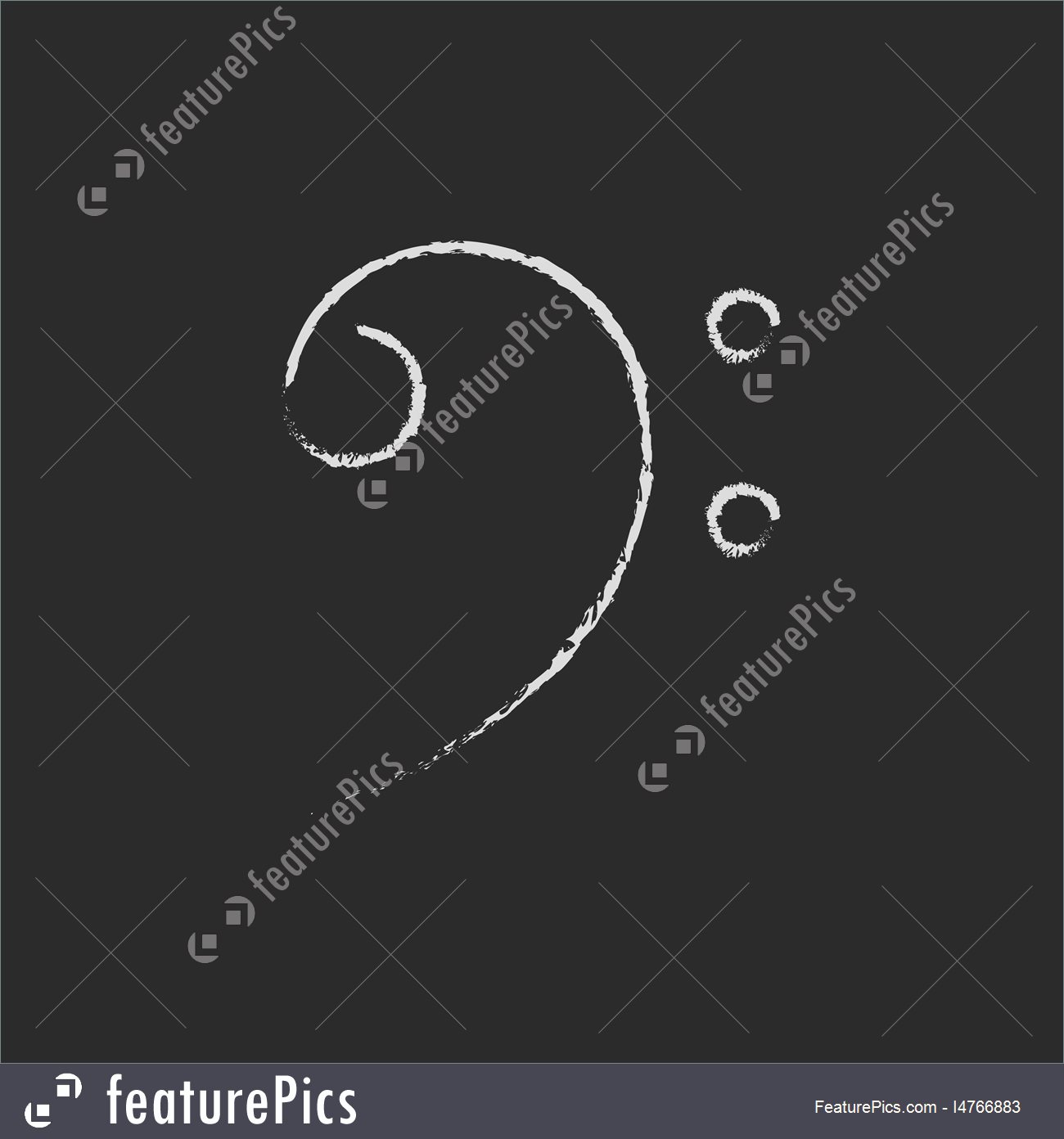 1300x1392 Illustration Of Bass Clef Icon Drawn In Chalk.