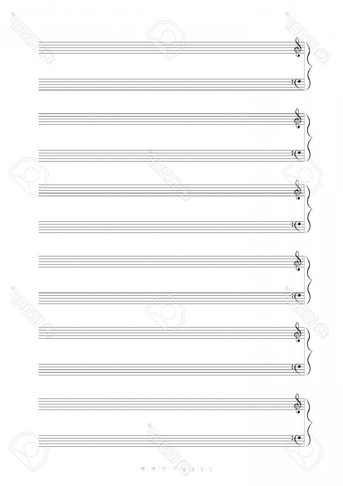 1102x1560 Photostock Vector Blank A Music Notes With Treble And Bass Clef