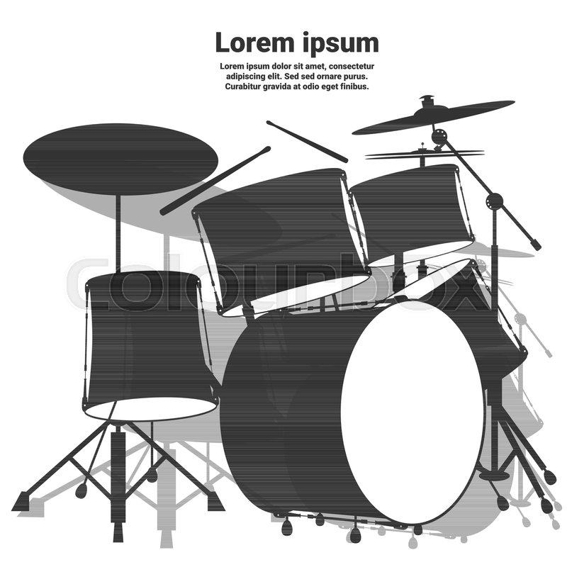 800x800 Drum Set Isolated On White Background. Vector Illustration Stock
