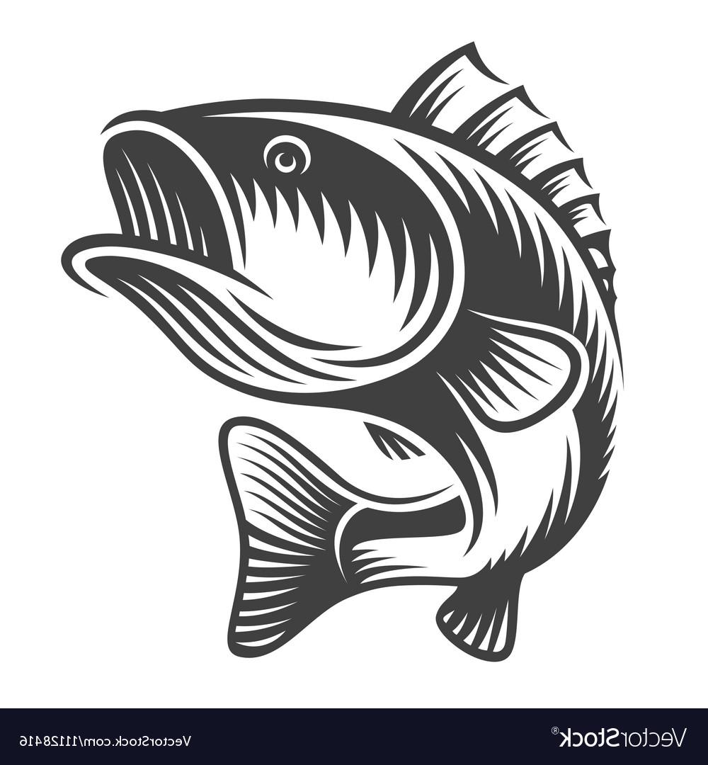 1000x1080 Hd Monochrome Fish Bass Logo Vector Cdr