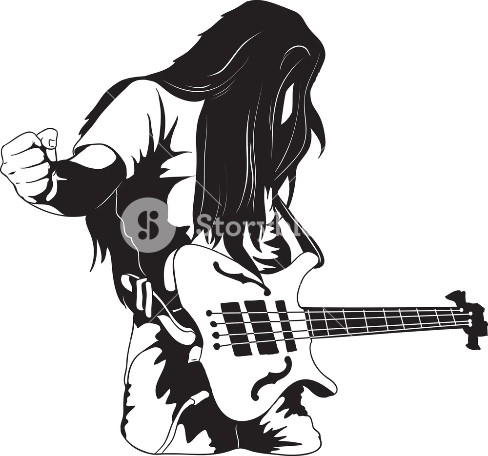 1000x935 Vector Bass Player Royalty Free Stock Image