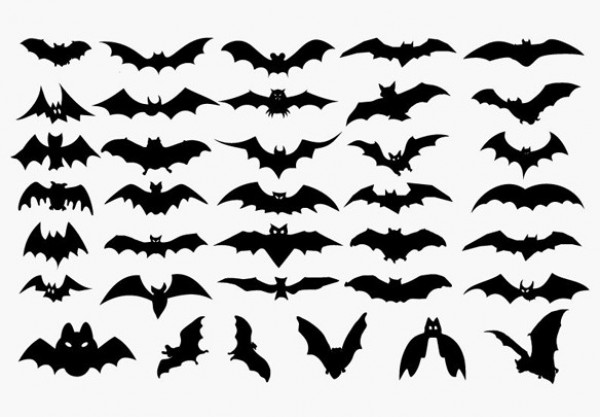 600x417 Halloween Silhouette Bats Vector Set