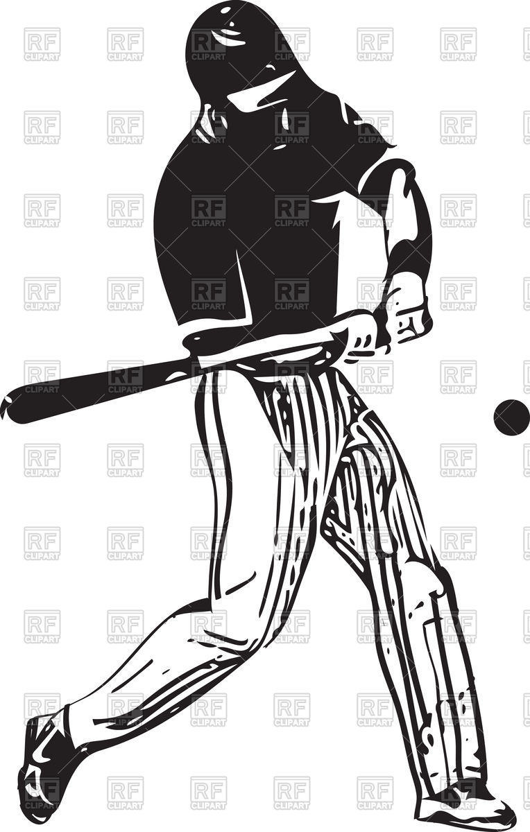 764x1200 Illustration Of Baseball Player Returning A Ball With Bat Vector