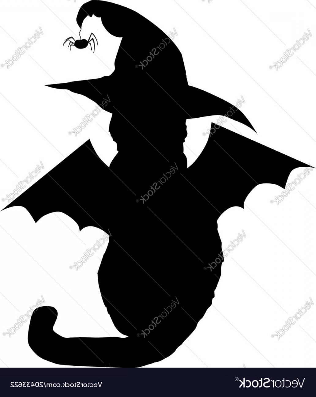1032x1296 Black Cat In Witch Hat And With Bat Wings Vector Arenawp