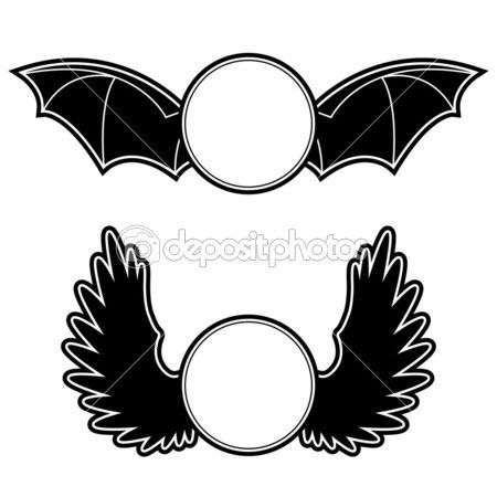 450x450 Coat Of Arms With Angel And Bat Wings Stock Vector