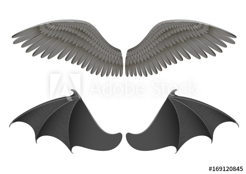 500x354 Vector Illustration Of Black Angel And Bat Wings