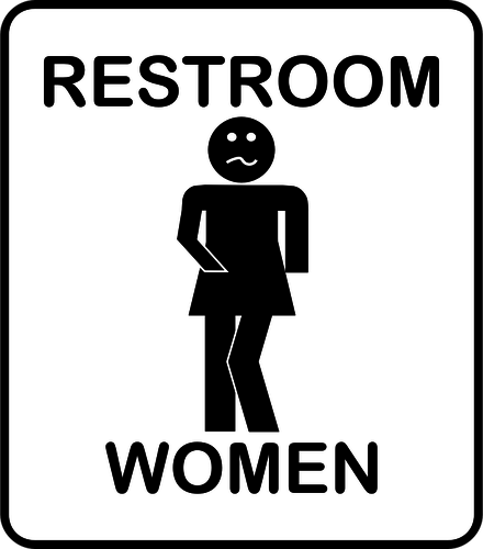 440x500 Humorous Ladies Bathroom Sign Vector Drawing Public Domain Vectors