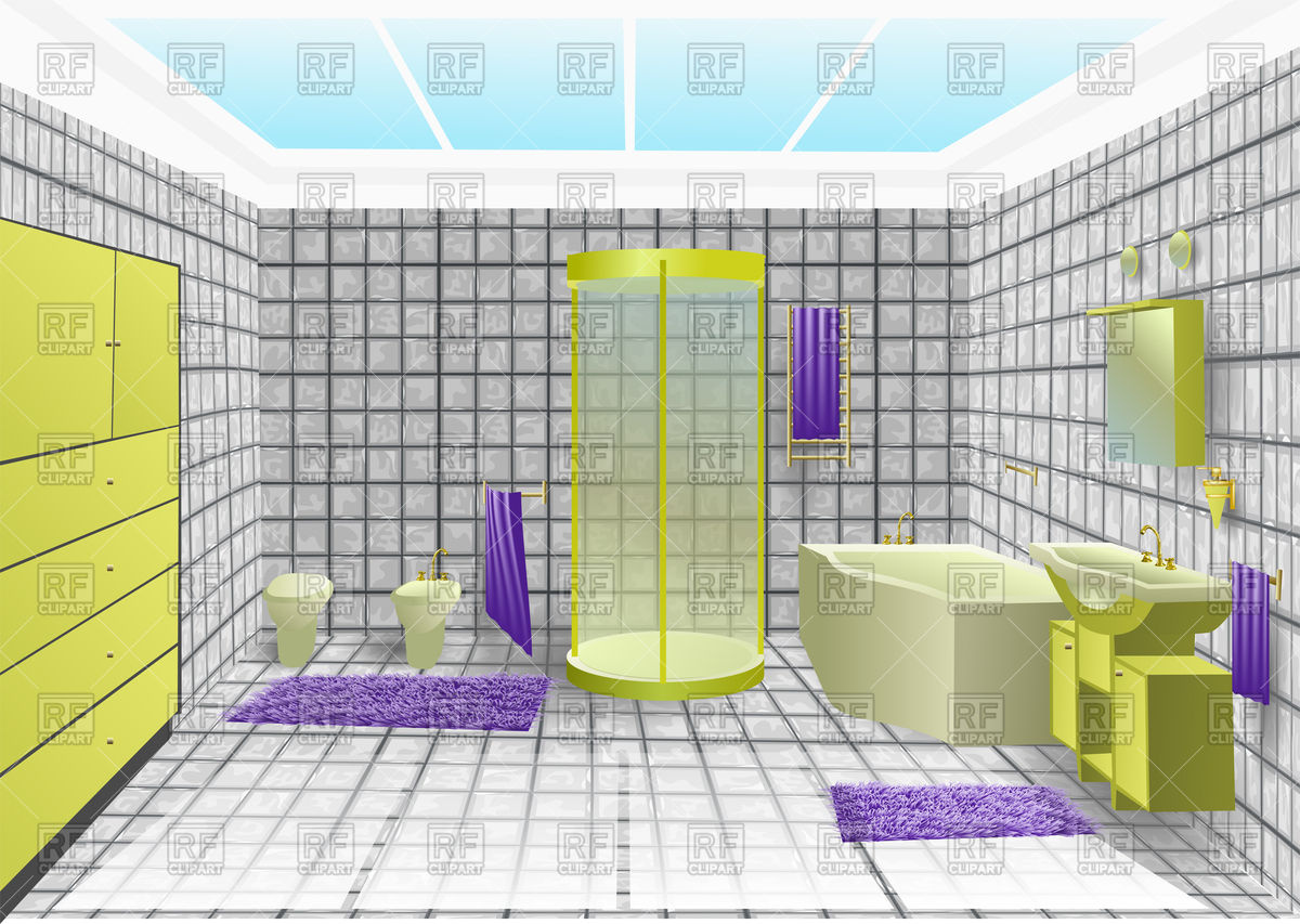 1200x853 Bathroom Interior With Green Sanitary Vector Image Vector