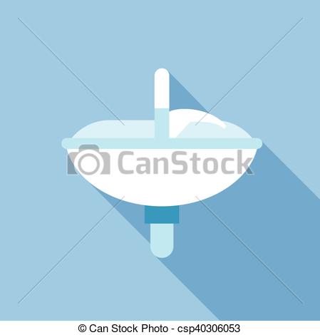 449x470 Digital Vector Sink With Tap In Bathroom, Flat Style.