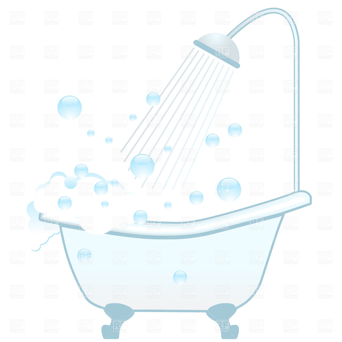 1200x1200 Bathtub, Shower And Foam Vector Image Vector Artwork Of Objects