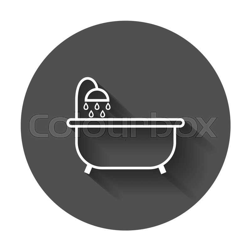 800x800 Bathtub Vector Icon. Bathroom Shower Vector Illustration With Long