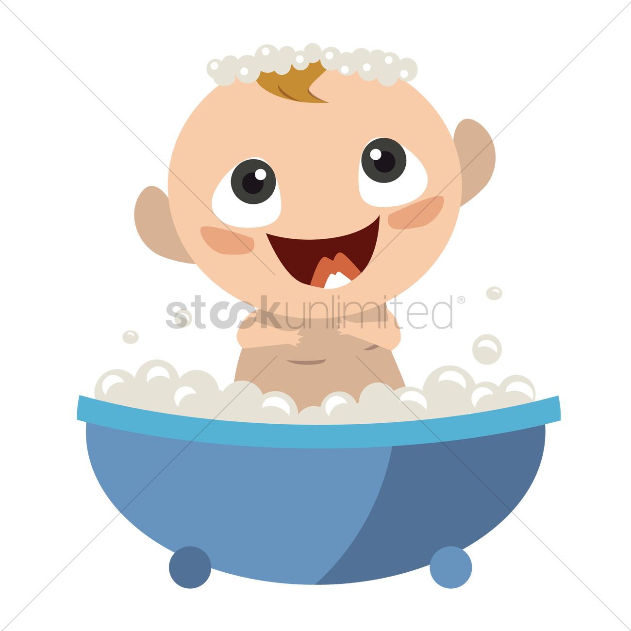 1300x1300 Free Baby In Bathtub Vector Image