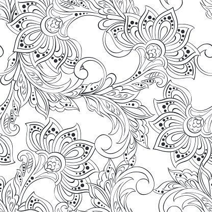 416x416 Vintage Pattern In Indian Batik Floral Vector Background Stock