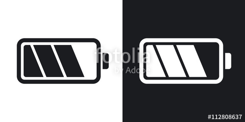 500x250 Battery Icon, Stock Vector. Two Tone Version On Black And White