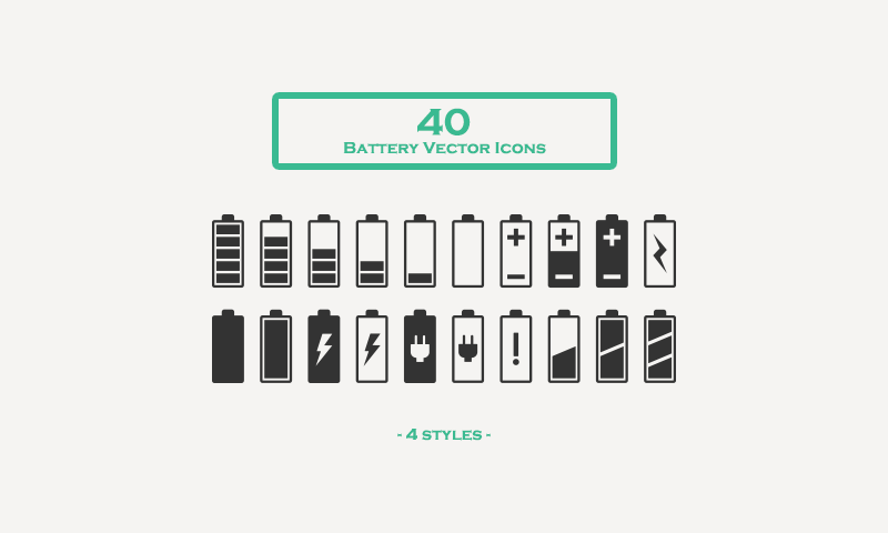 800x480 Free Download 40 Battery Vector Icons