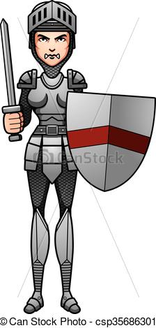 224x470 Cartoon Knight Battle. A Cartoon Illustration Of A Female