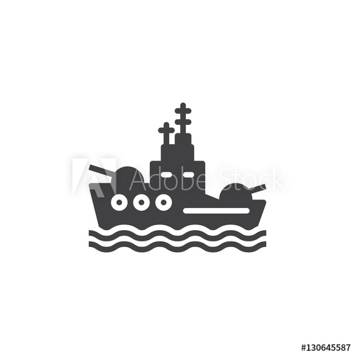 500x500 Battleship Icon Vector, Filled Flat Sign, Solid Pictogram Isolated