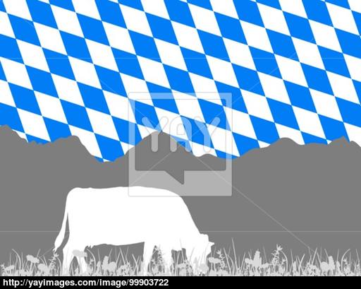 512x409 Cow Alp And Bavarian Flag Vector