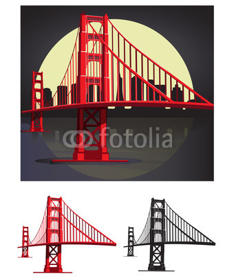 340x400 San Francisco Bay Golden Gate Bridge Vector Illustration Pack