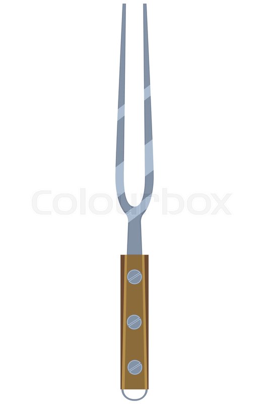 534x800 Colorful Cartoon Bbq Fork Wooden Handle. Outdoors Cooking Vector