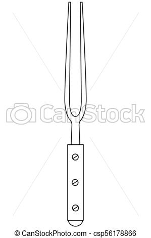 299x470 Line Art Black And White Bbq Fork Wooden Handle. Outdoors Cooking