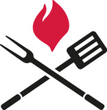 156x160 Bbq Cutlery Fork Spatula Stock Image And Royalty Free Vector