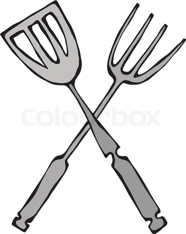 638x800 Bbq Or Grill Tools Icon. Crossed Barbecue Fork With Spatula