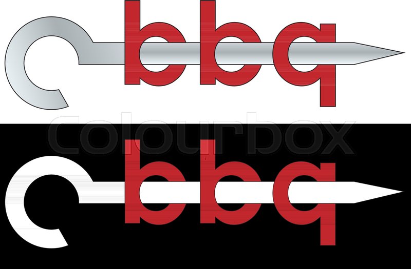 800x525 Barbecue With Skewers And Letters Bbq Minimalism Art Logo Stock