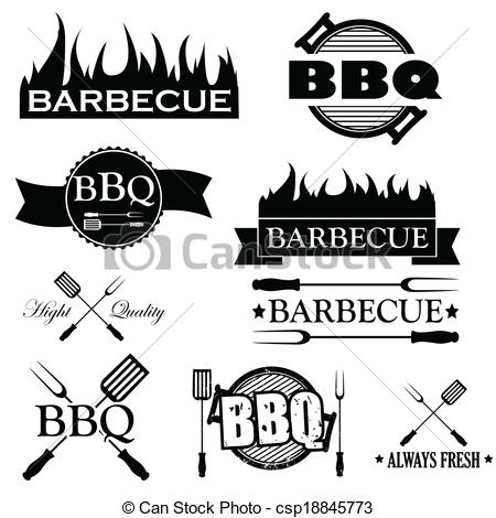 450x470 Set Of Bbq Icons Isolated On White Background, Vector Illustration.