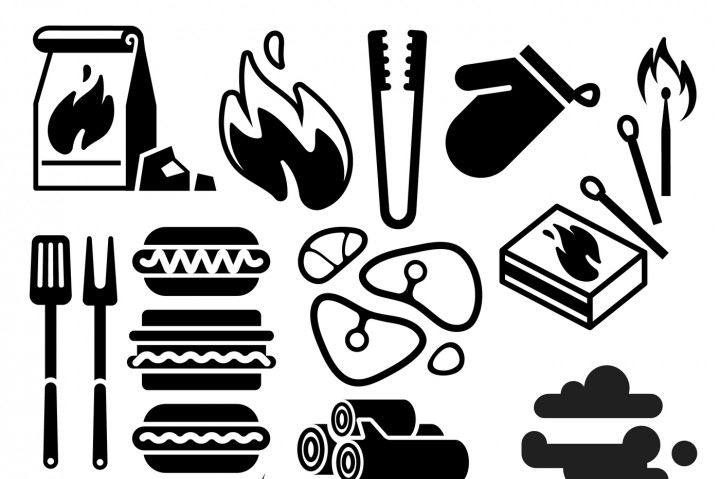 720x479 Black Barbecue, Food Flyer, Bbq Vector Icons By Microvector