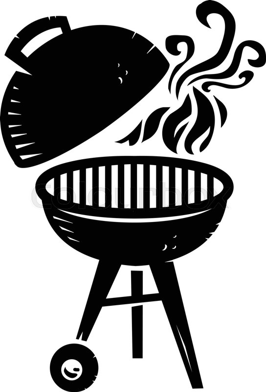 544x800 Black Bbq Grill Cooking With Smoke And Flame Vector Icon Stock