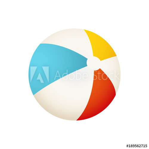 500x500 Colorful Beach Ball Vector Illustration. White, Red, Yellow And