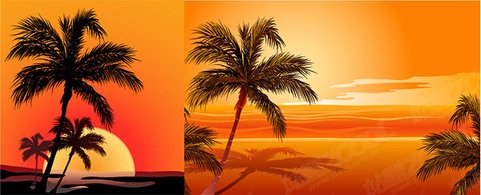 481x195 Free Coconut Beach Sunset Shadow Vector Coconut Clipart And Vector