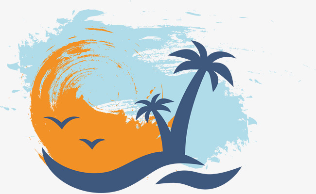 650x400 Palm Beach Vector, Hand, Watercolor, Coconut Tree Png And Vector