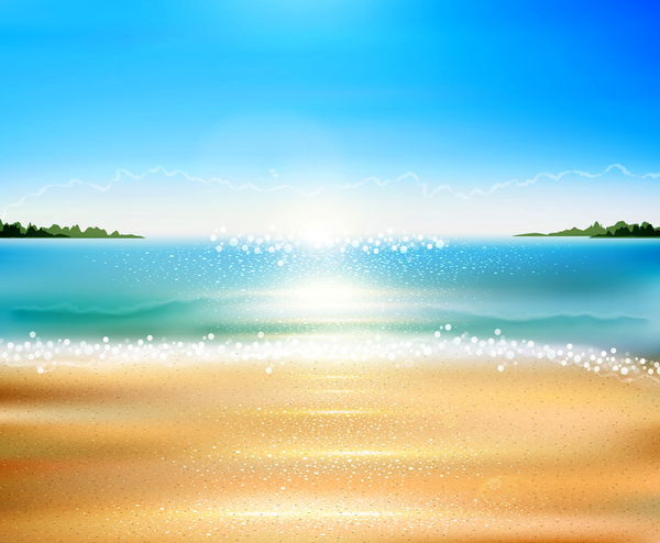 600x494 Sea With Beach Background Vector 01